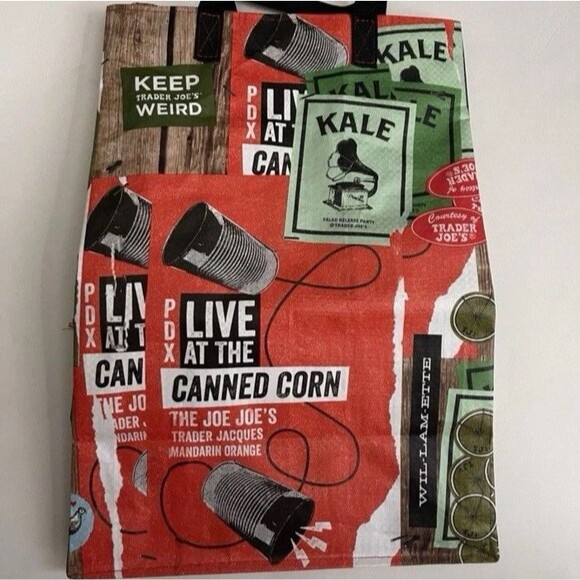 Trader Joes Tote Bag Portland Oregon Weird Rain Coffee New - Picture 2 of 2